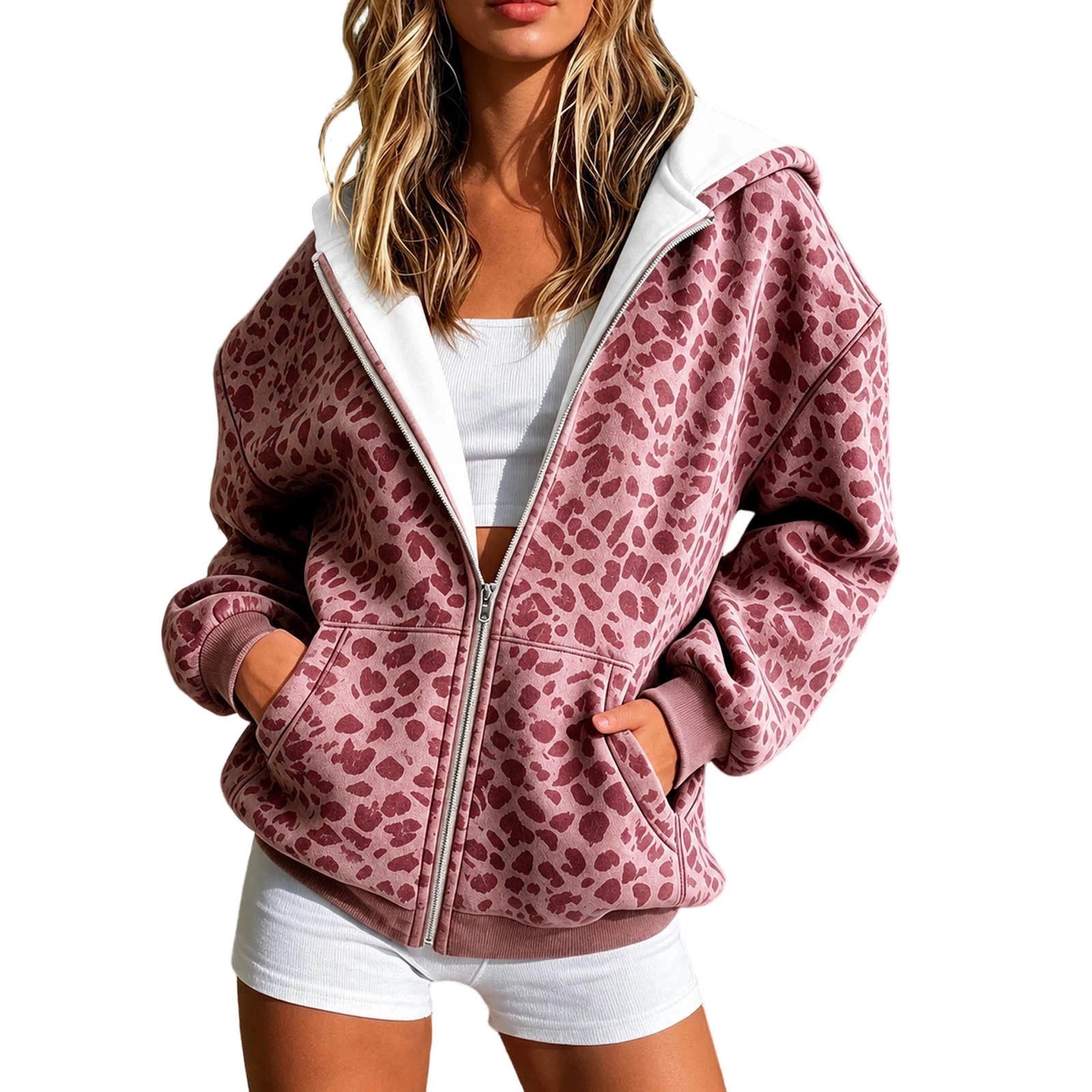 Veste de sweat-shirt zippé à capuchon pour femmes