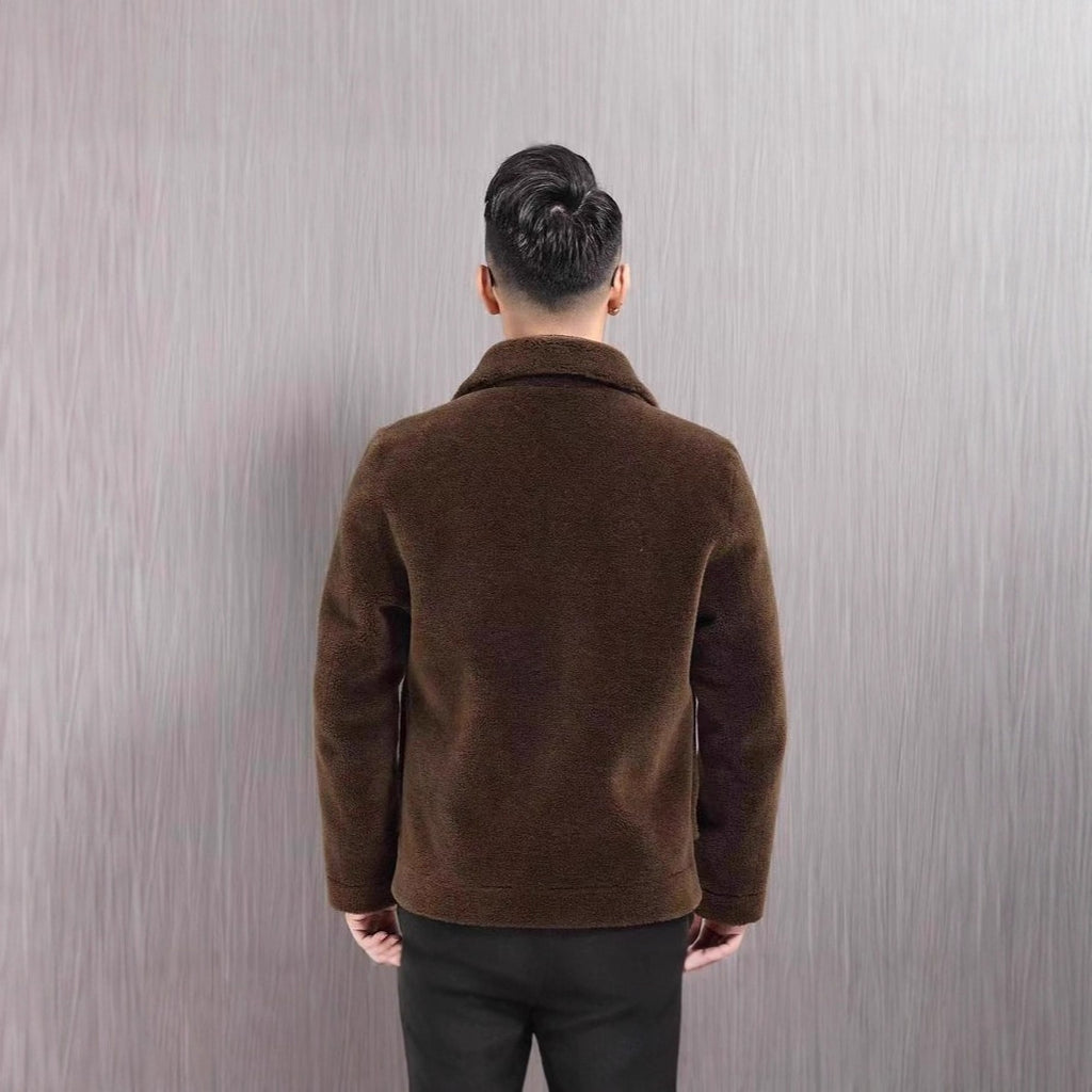 Veste Polo Collar à double face Veste en velours rembourré en une seule pièce pour homme