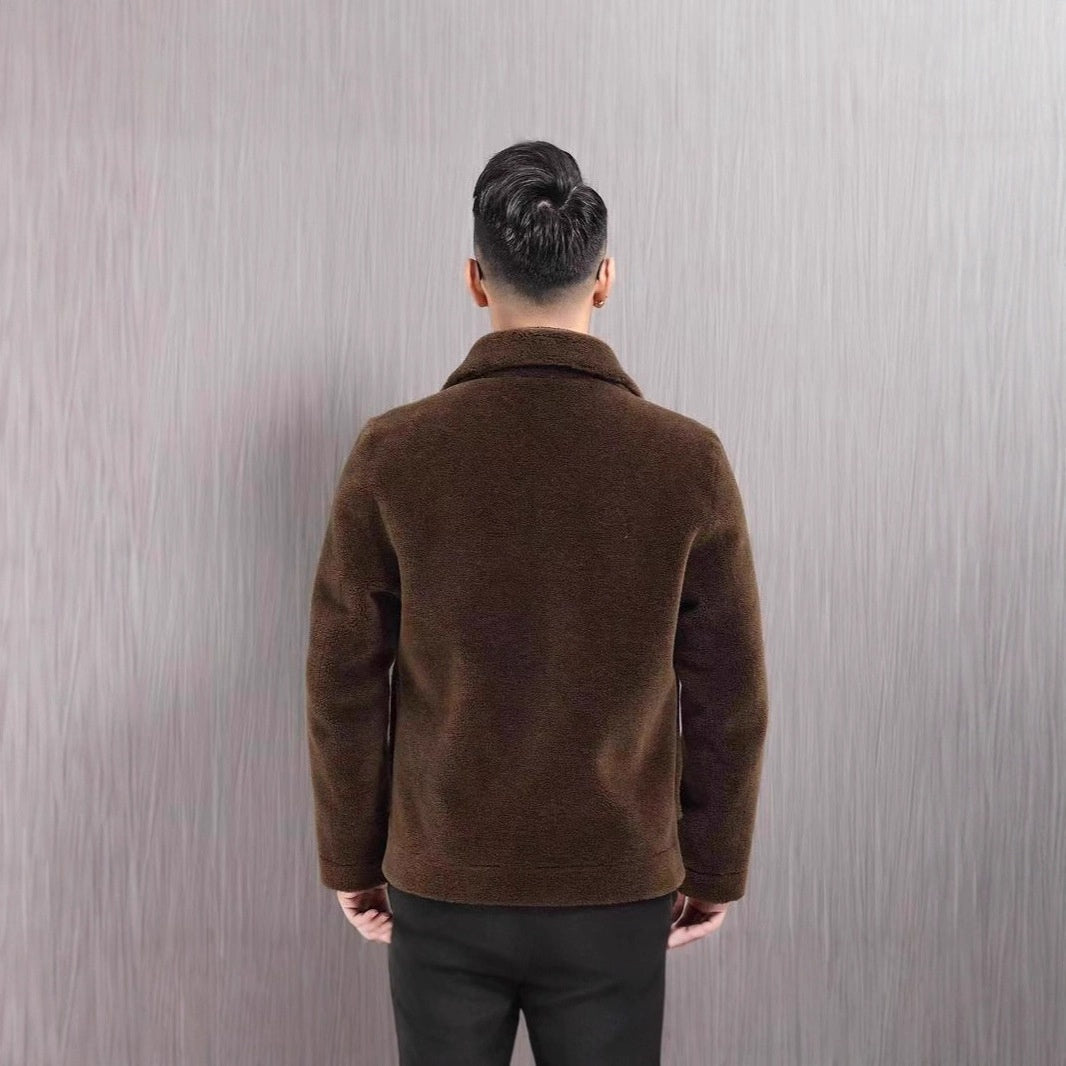 Veste Polo Collar à double face Veste en velours rembourré en une seule pièce pour homme
