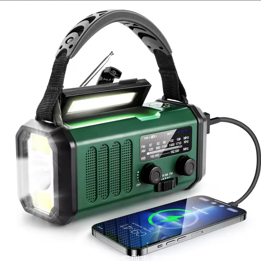10 0 0 0mAh Vent vers le haut de la radio solaire Cran d'urgence FM AM USB Chargeur Led Torch UK