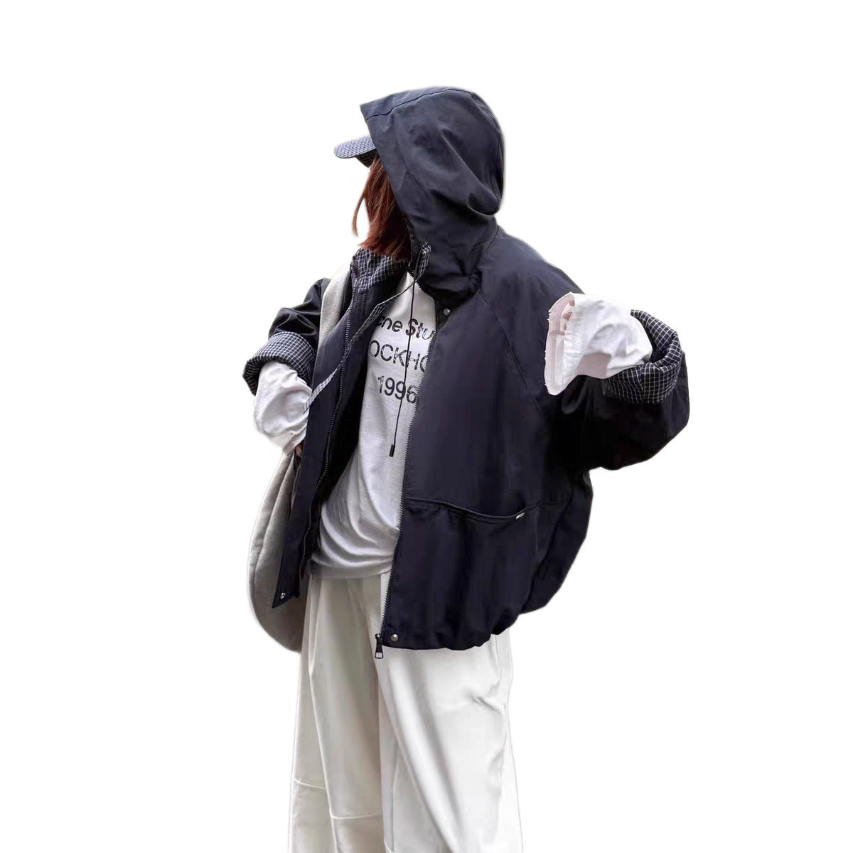 Manteau court à capuchon pour femmes