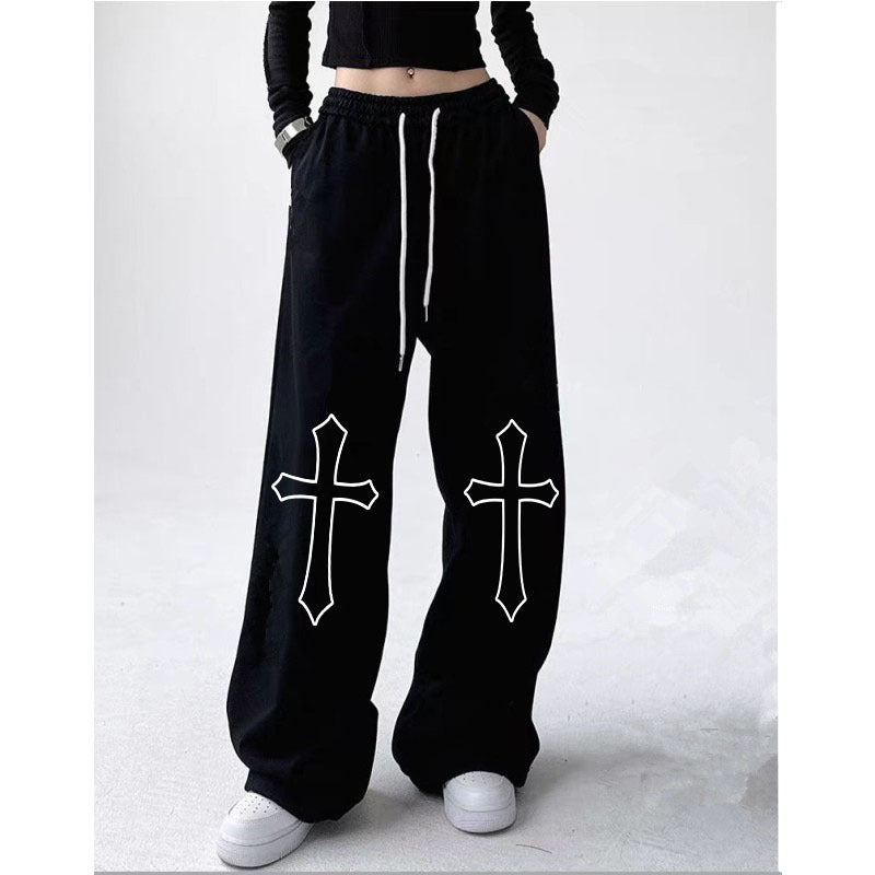 High Waist Drawstring Loose Girl Style Dancing Hiphop Sports Pantalons Femme