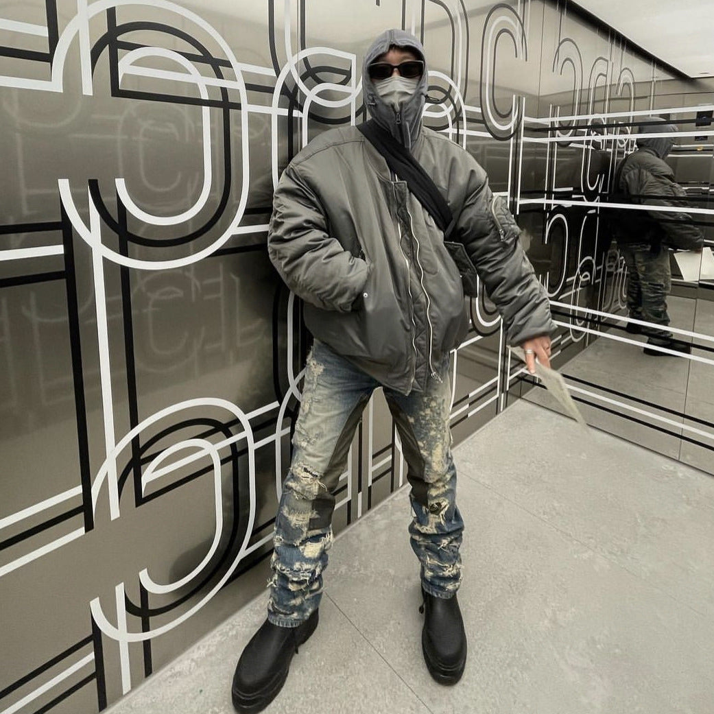 Veste Bomber de style américain, à la rue, en cuir mince, en couleur solide