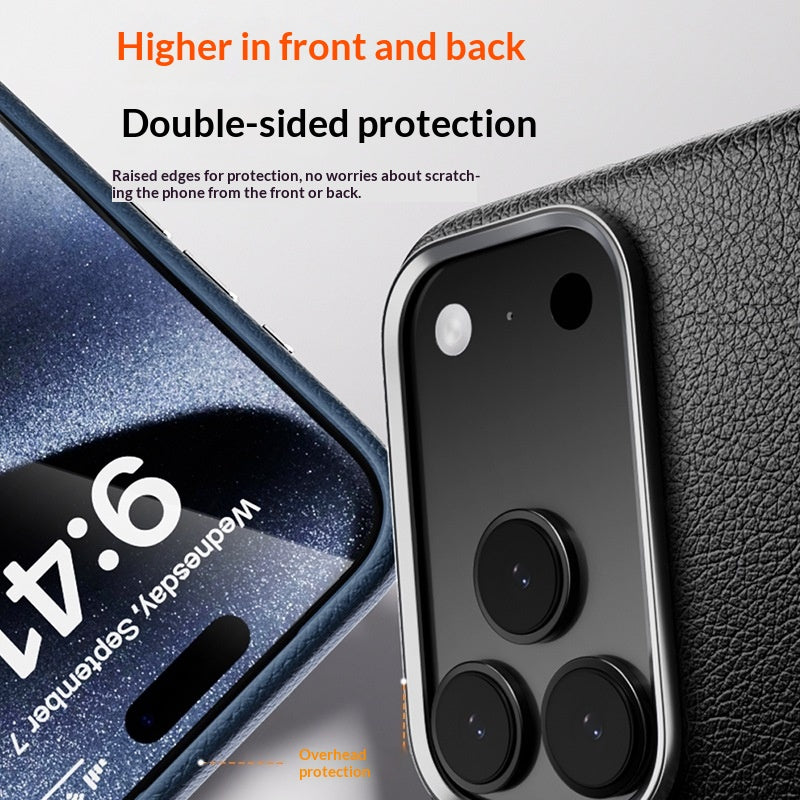 Étui de téléphone magnétique en cuir véritable avec revêtement anti-empreinte