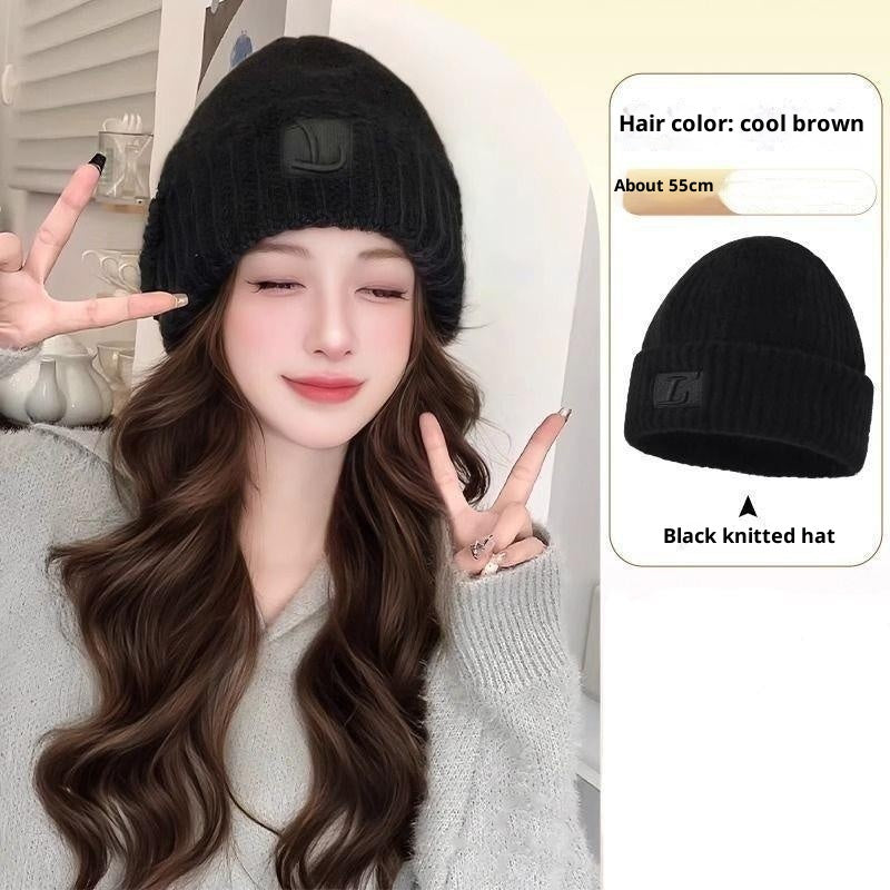 Chapeau Femmes Grande Tête Petite Mode Intégrée Grande Vague Pleine Tête