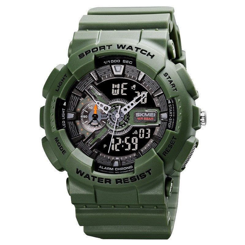 Classic Black Gold Sports Mode Double affichage Étudiant Montre électronique adolescents garçons A