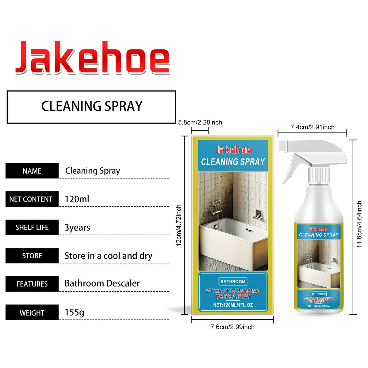 JAKEHOE pulvérisateur nettoyant pour les ménages