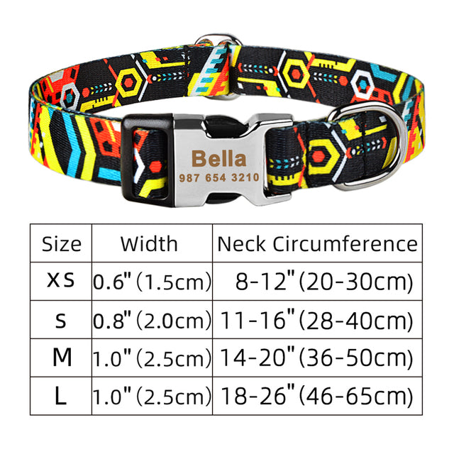 Collier de chien personnalisé en nylon réglable Free gravé Nom ID Tag
