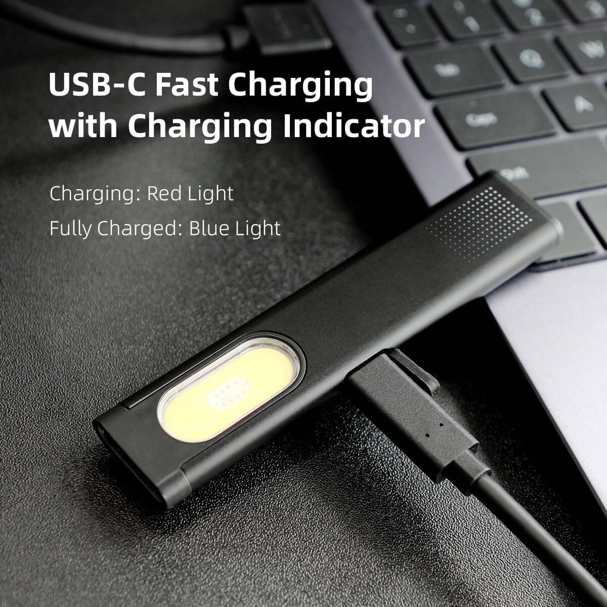 Ultra mince plat EDC Gadgets Torche avec base magnétique et COB côté lampe de poche torche avec re