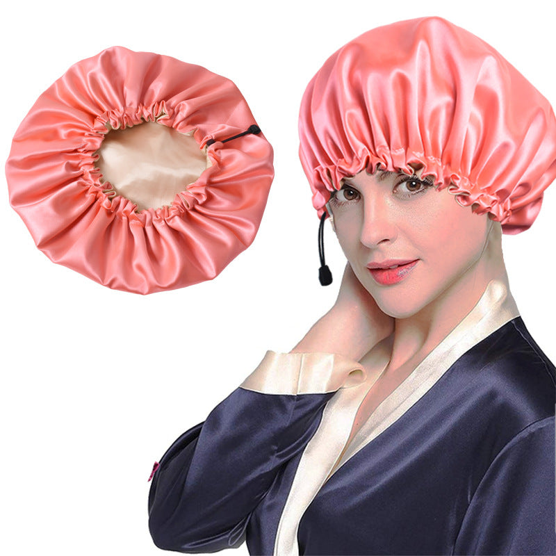 Bonnet de douche Soie douce Bonnet de bain double usage Bonnet de chimiothérapie