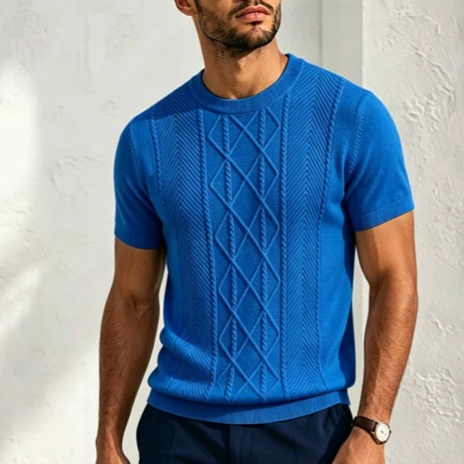 Haut à manches courtes tricotées en V-Neck pour hommes