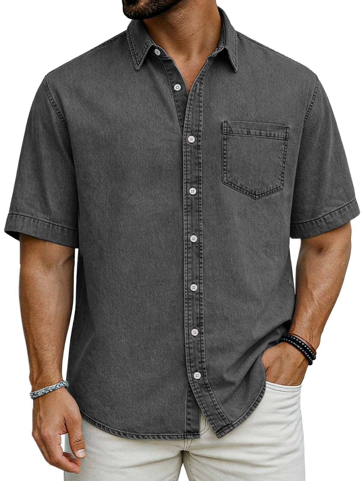 Chemise casual homme manches courtes