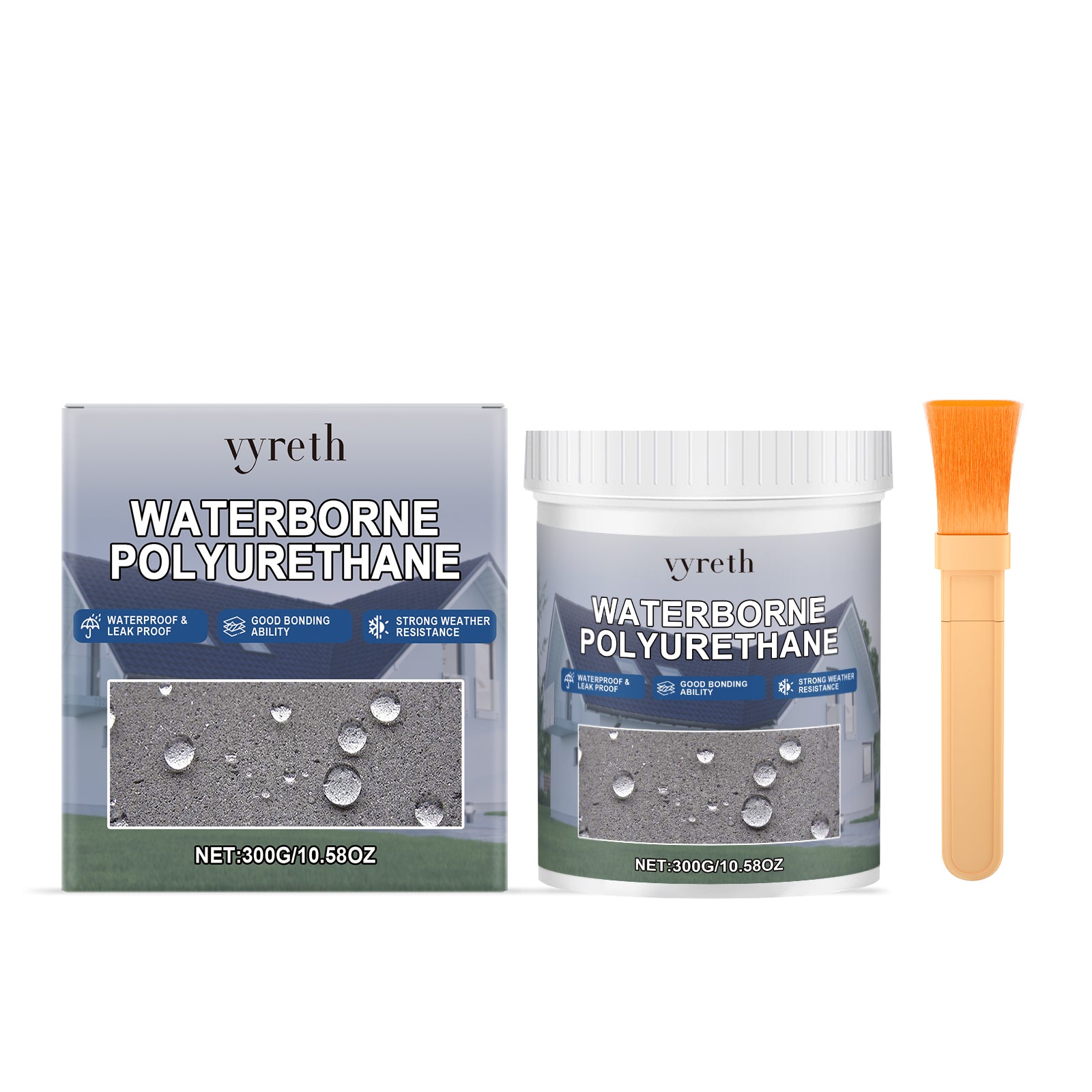 Toit imperméable Revêtement adhésif 300g Bouteille-1 Brush1box