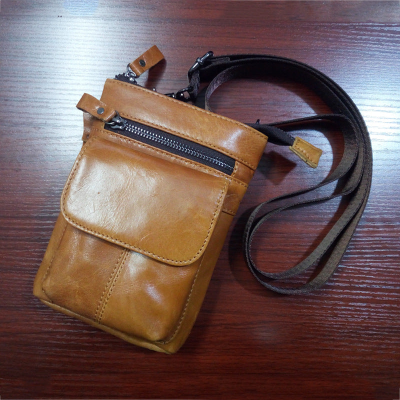 Poche en cuir homme Multifonctionnel Petit sac Sports de plein air Une épaule