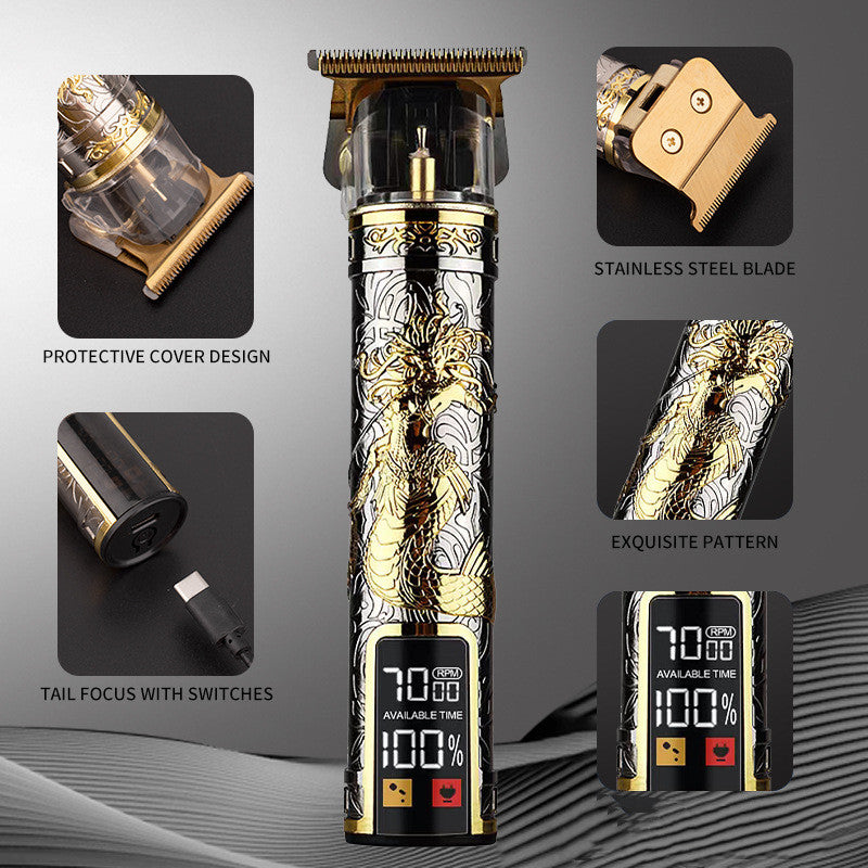 Clipper électrique électrique cheveux Cutter Retro huile gravure tête