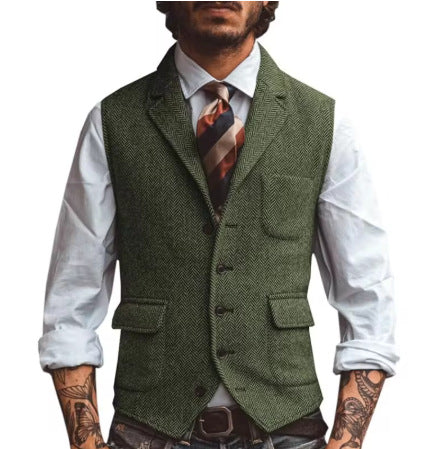 Veste de gestuelle de la lapelle brune pour hommes
