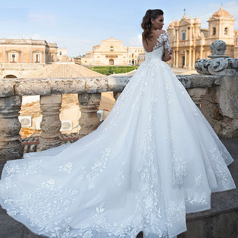 Robe à manches longues à col V mince rétro