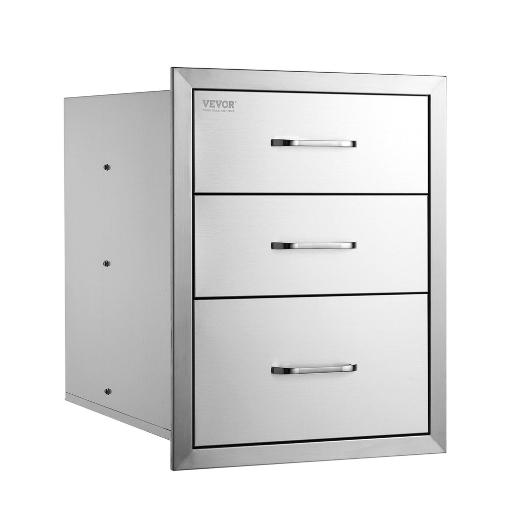 VEVOR 18x20.5 pouces cuisine extérieure en acier inoxydable triple accès BBQ tiroirs avec Chrome H