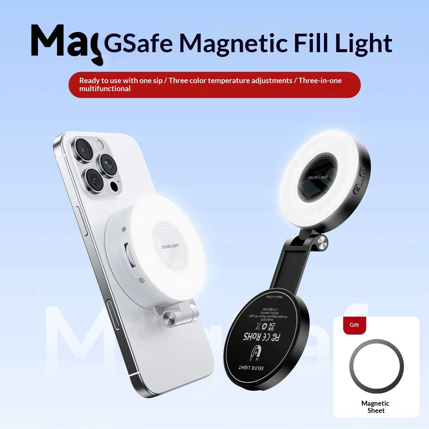 Portable Outdoor Selfie Téléphone Magnetic Fill Light