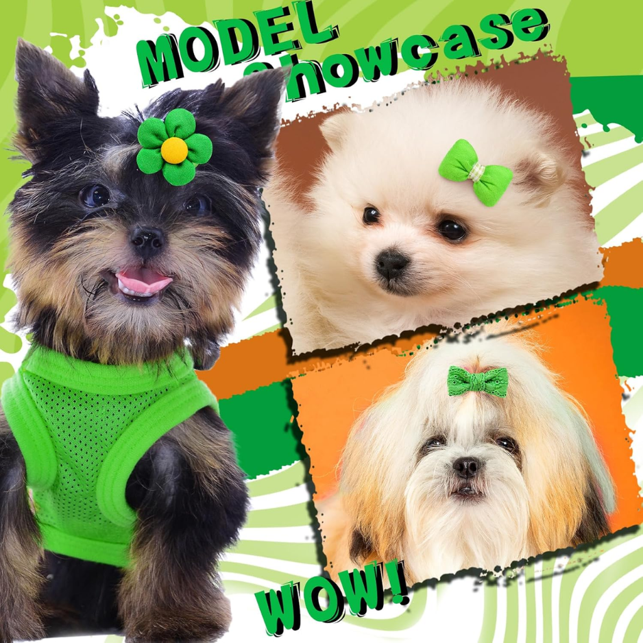 Nœuds pour chien verts avec élastiques, lot de 20