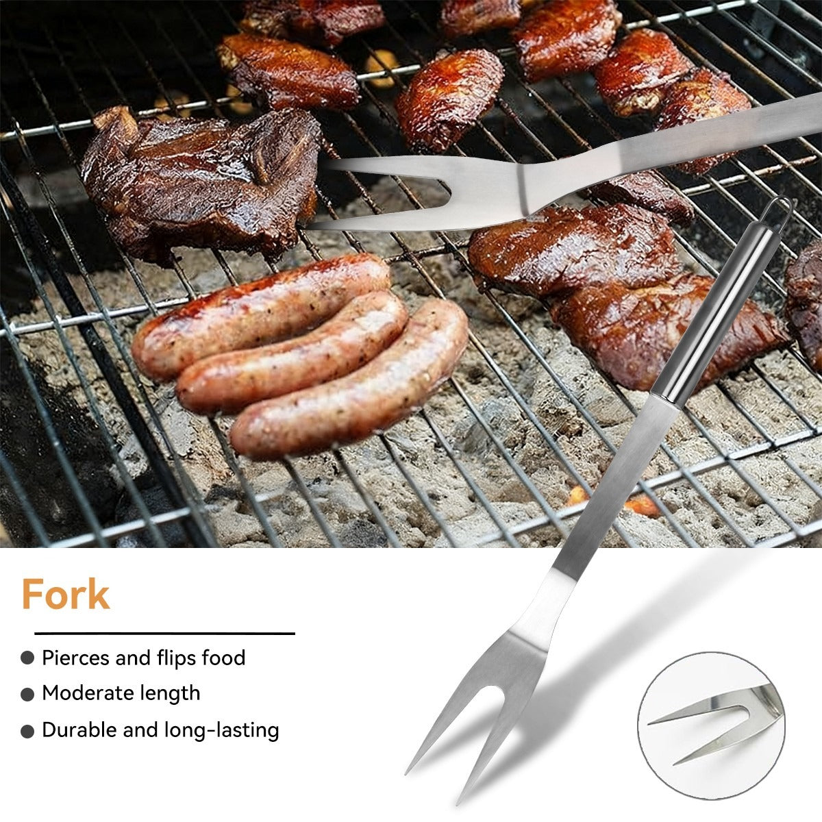 14X en acier inoxydable BBQ Barbecue Ensemble d'outils de grillage extérieur Kit Portable