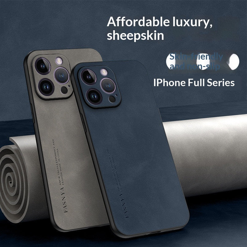 Boîtier téléphonique en cuir de mouton compatible avec le 17 Pro Max