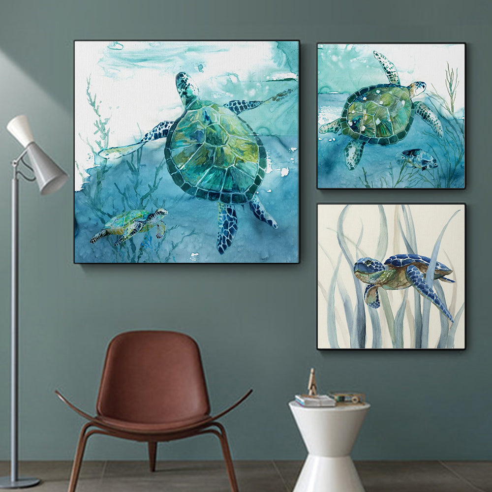 Peinture en toile de tortue Affiche d'art murale