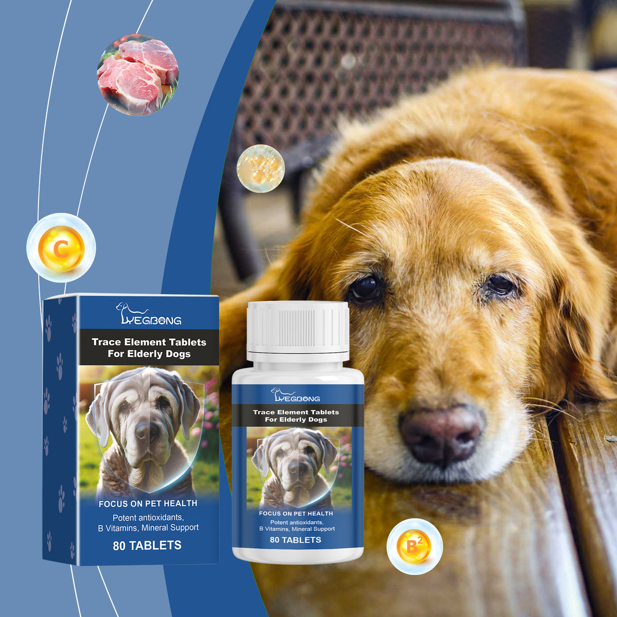 Trace Element Tablets for Senior Dogs Multimineral Supplement for Aging Canines