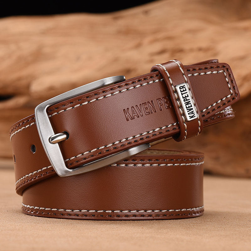 Ceinture de vache en cuir simple et polyvalente pour hommes