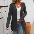 L'automne des femmes Hiver Casual Solid Couleur Long Sleeve Cardigan ouvert avec des poches