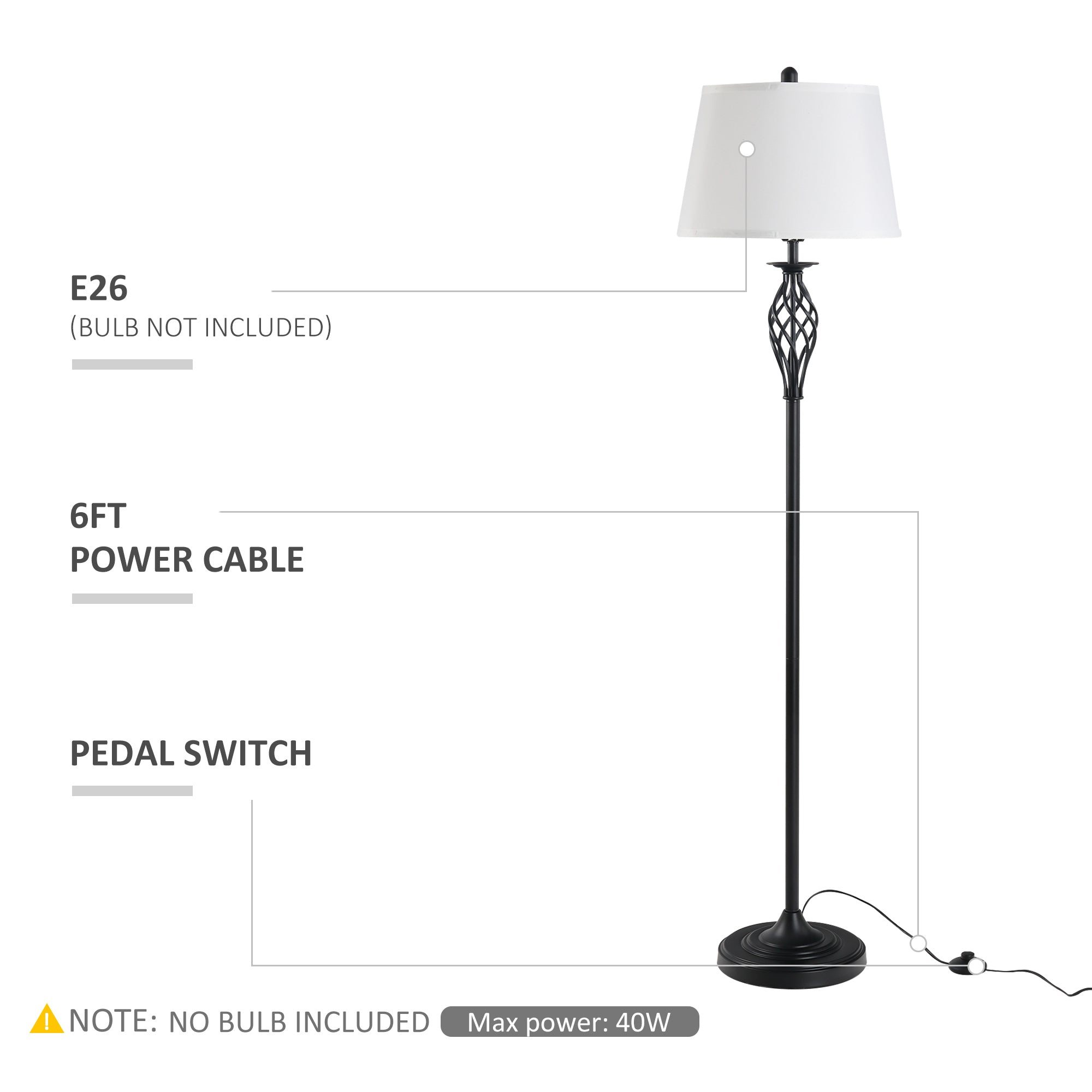 Ensemble de lampadaire de table 3 pièces avec pôle métallique