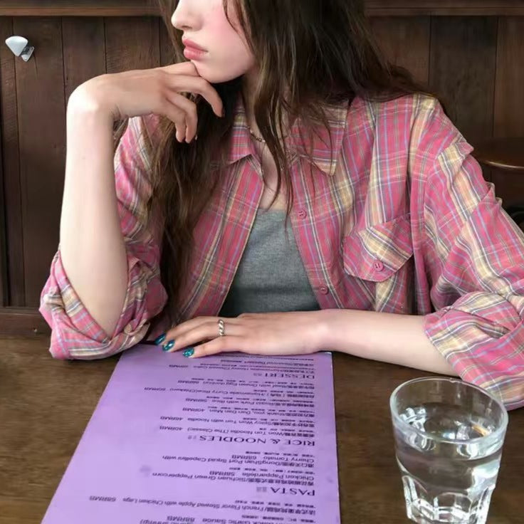 Women's Relaxed Plaid Casual Blouse