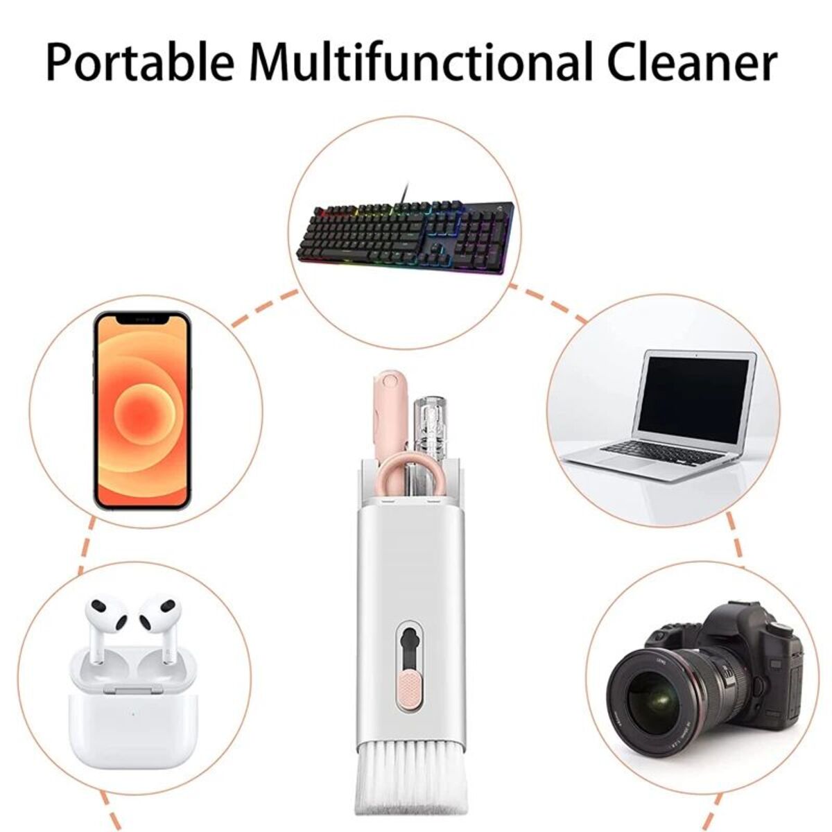 7 En 1 Kit de nettoyage de clavier d'ordinateur Pinceau de nettoyage d'oreiller pour clavier d'écouteur Clea