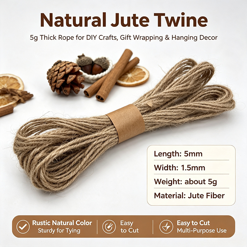 Ficelle de jute naturelle 3 tailles 500mm Bricolage Corde d'artisanat Corde de suspension rustique pour porte de Noël H