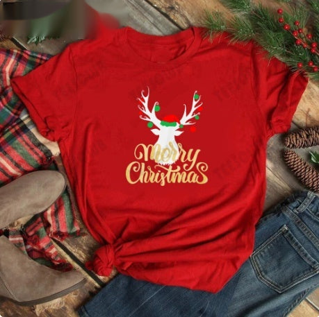 Joyeux T-shirt casual féminin de Noël