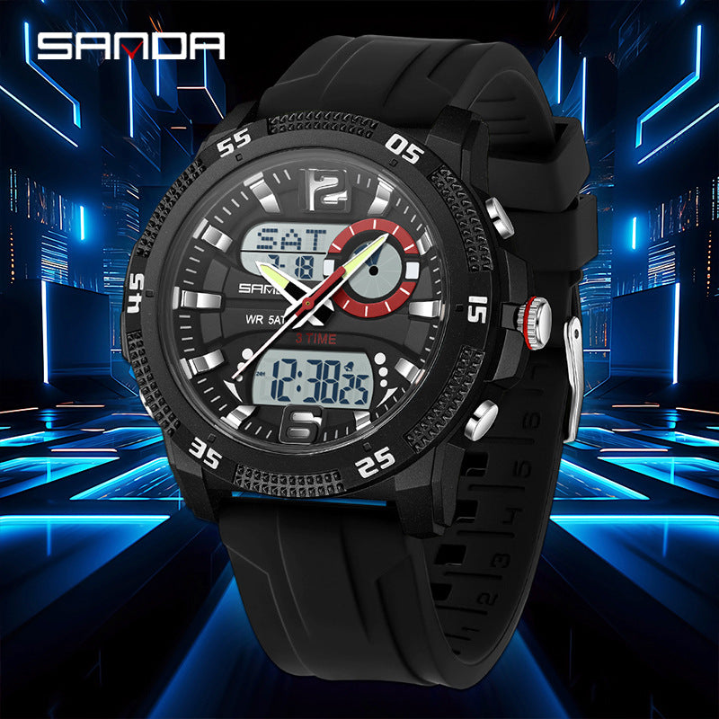 SANDA hommes montre électronique jeunesse réveil lumineux Sporty