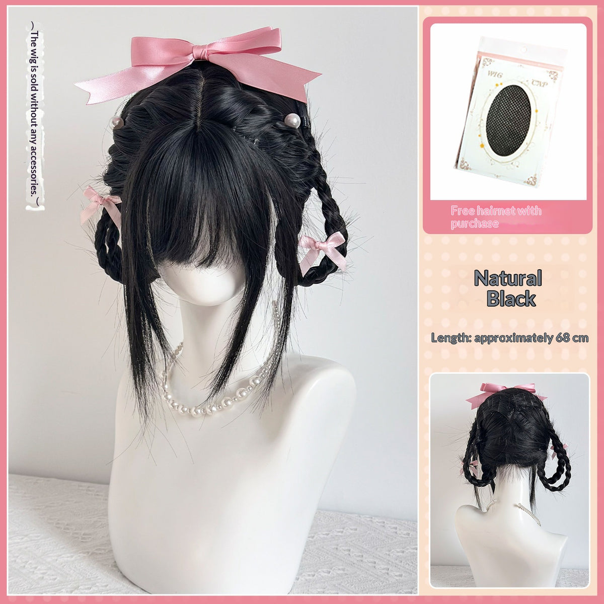 Femmes Air Bangs Noir Perruque longue droite