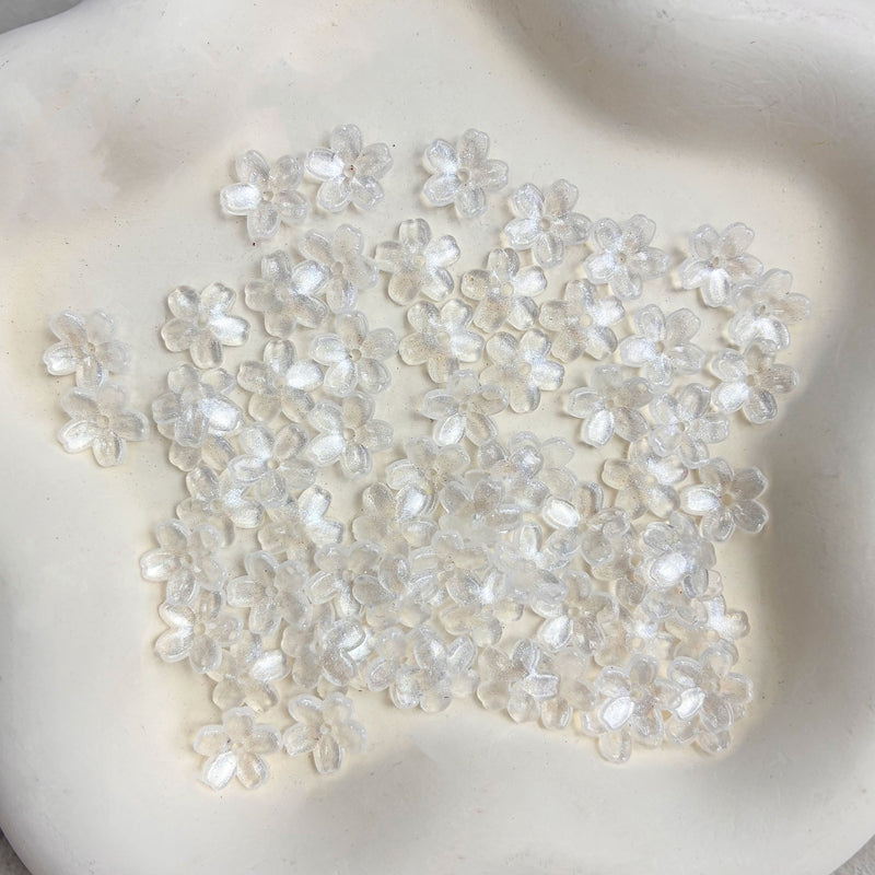 11mm Perles de fleur en acrylique 5-Petal Glitter
