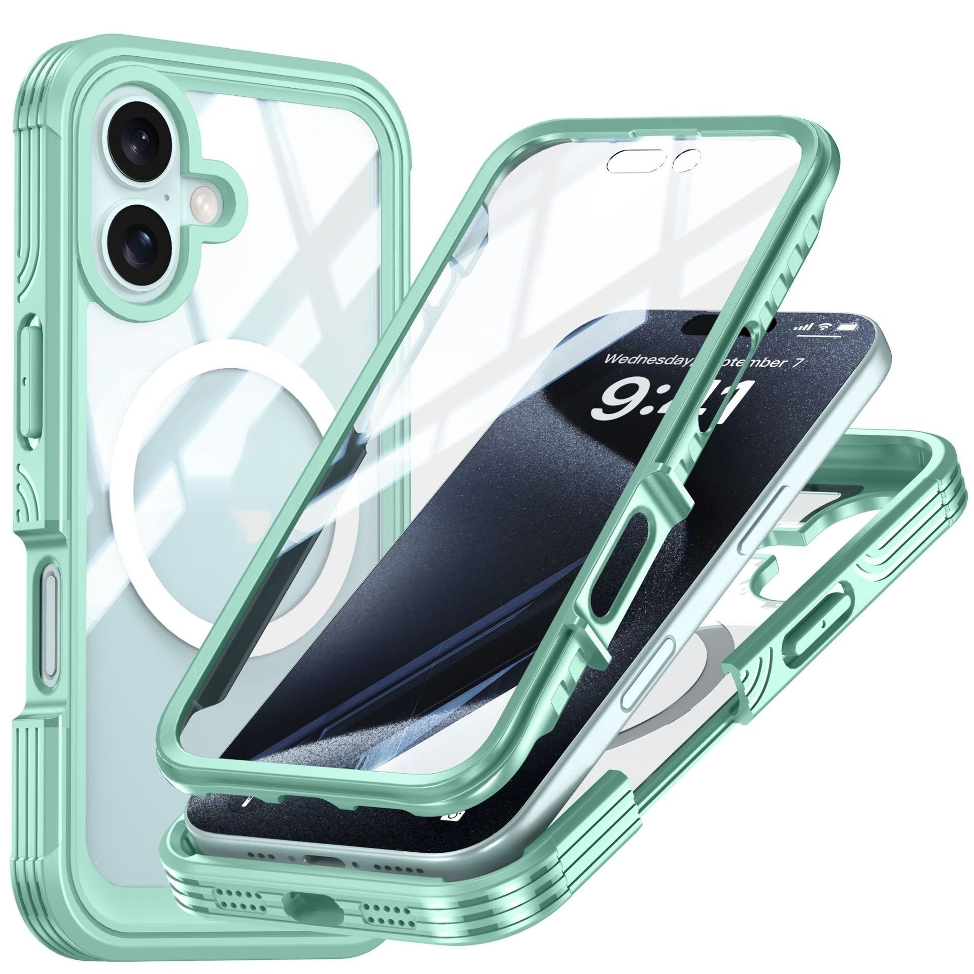 Applicable au boîtier de téléphone transparent trois-proof magnétique extérieur anti-chute Shell