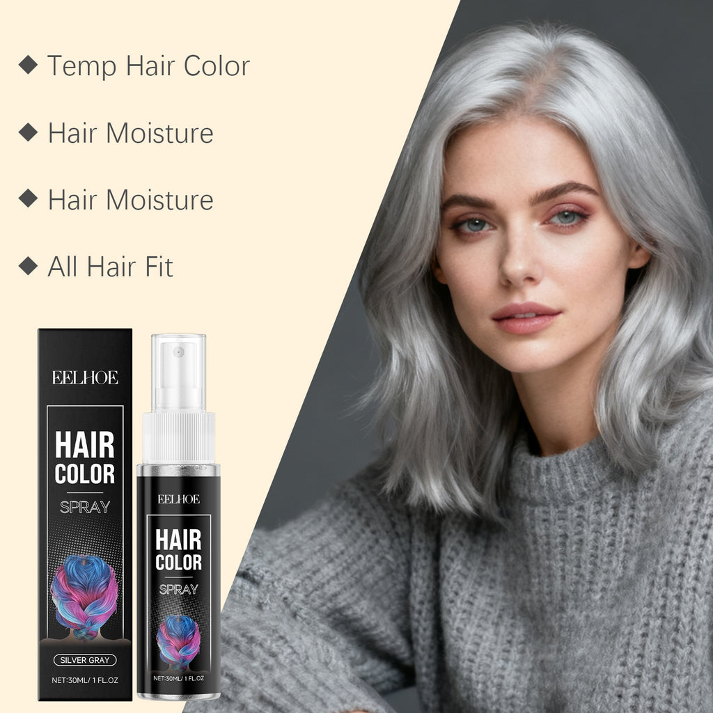 Spray de couleur de cheveux temporaire gris argenté pour même application Facile à colorier et livre Moi