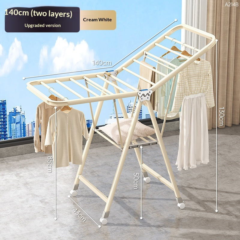 Crème blanche de 1,4 mètre - Séchage d'air double coucheRack pliant Balcon Ménage Mova
