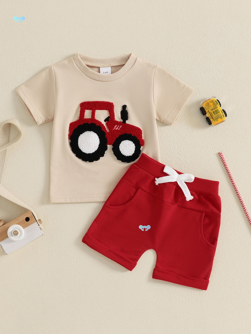 Garçons tout-petits Outfits d'été Camion Brodé Col rond