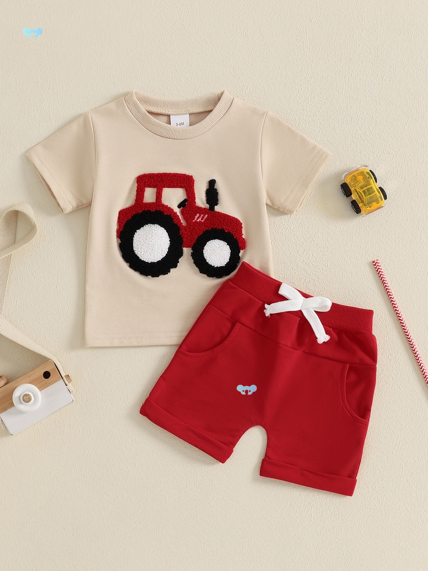 Garçons tout-petits Outfits d'été Camion Brodé Col rond