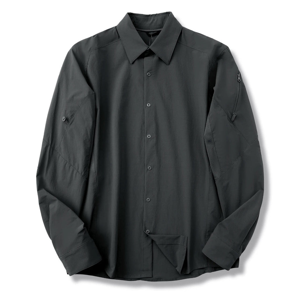 Hommes Technical Outdoor Quick Dry Long Sleeve Shirt sous-arm ventilé Mesh Zipper Sleeve P