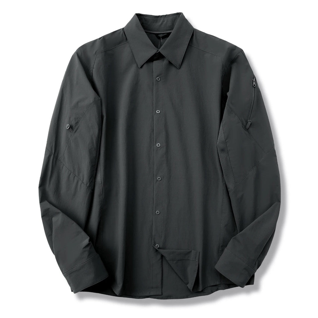 Hommes Technical Outdoor Quick Dry Long Sleeve Shirt sous-arm ventilé Mesh Zipper Sleeve P