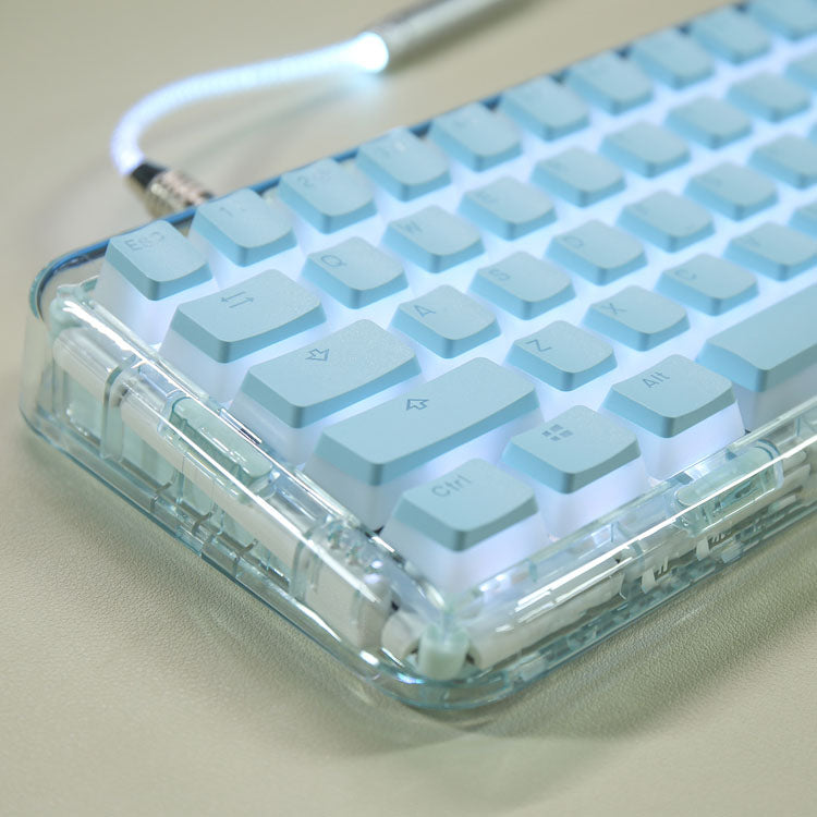 Double peau lait pudding transparent Cap clé fermé PBT deux couleurs OEM Pas de bouche d'eau 61 68