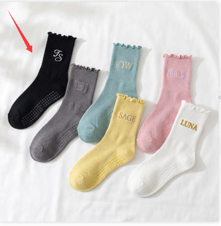 Chaussettes de yoga brodées pour enfants