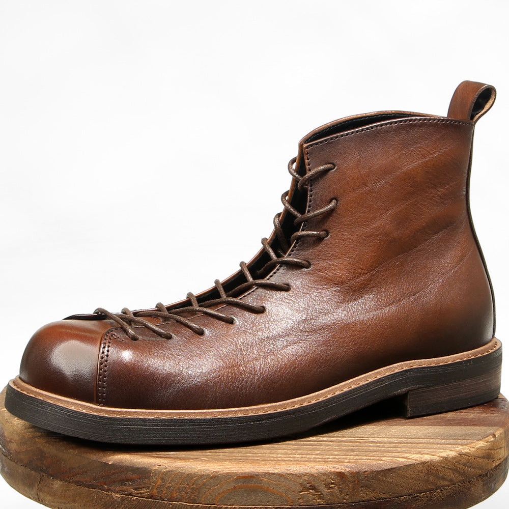 Homme Martin Bottes Amekaji travail véritable en cuir style vintage