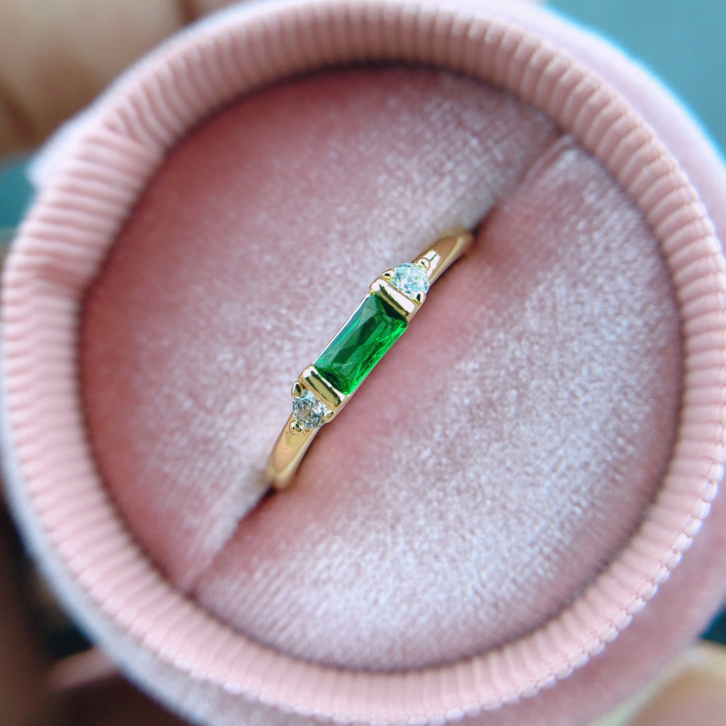 Anneau de fiançailles géométrique Zircon incrusté Accessoires dorés 14K