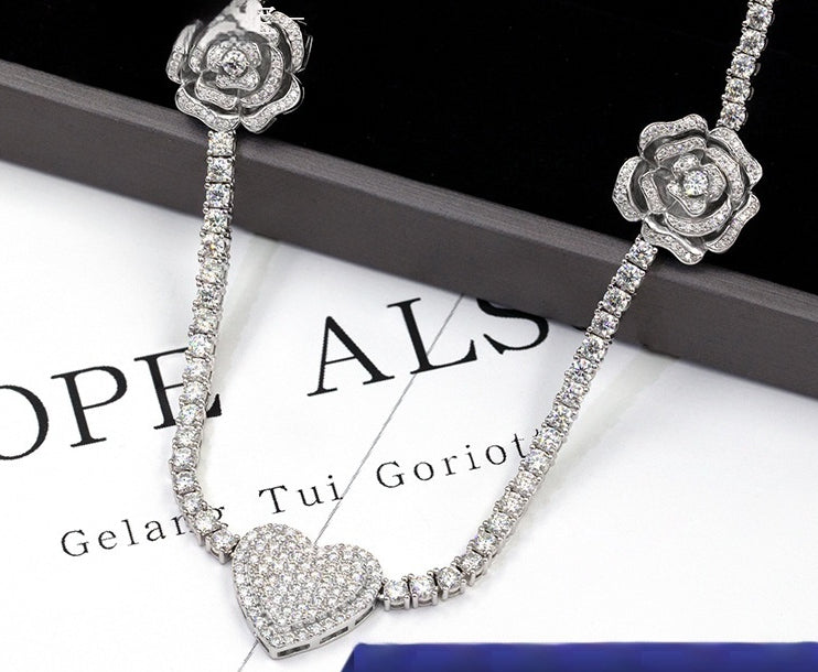 925 Argent Set Moissani Hip-hop Collier Rose Personnalisé